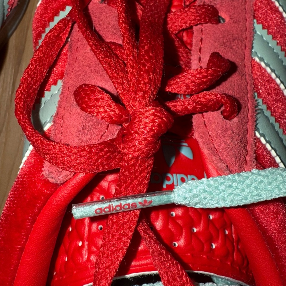 Adidas Gazelle Indoor Better Scarlet red velvet suede and Hazy Green - Picture 9 of 15